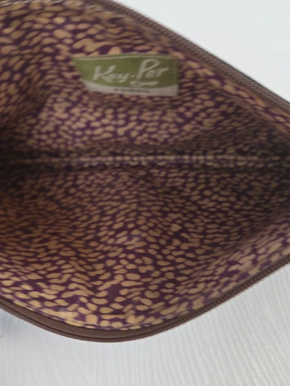 Vintage Fossil Key - Per Navy Multicolor Dot Zip Pouch